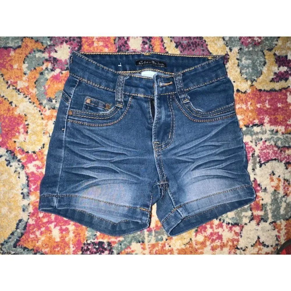 Girls Dark Wash Jean Shorts (4)